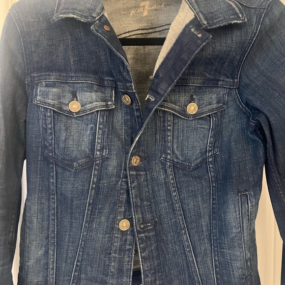 7 For All Mankind Dark Blue Jean Jacket Women size small like new - Picture 4 of 6